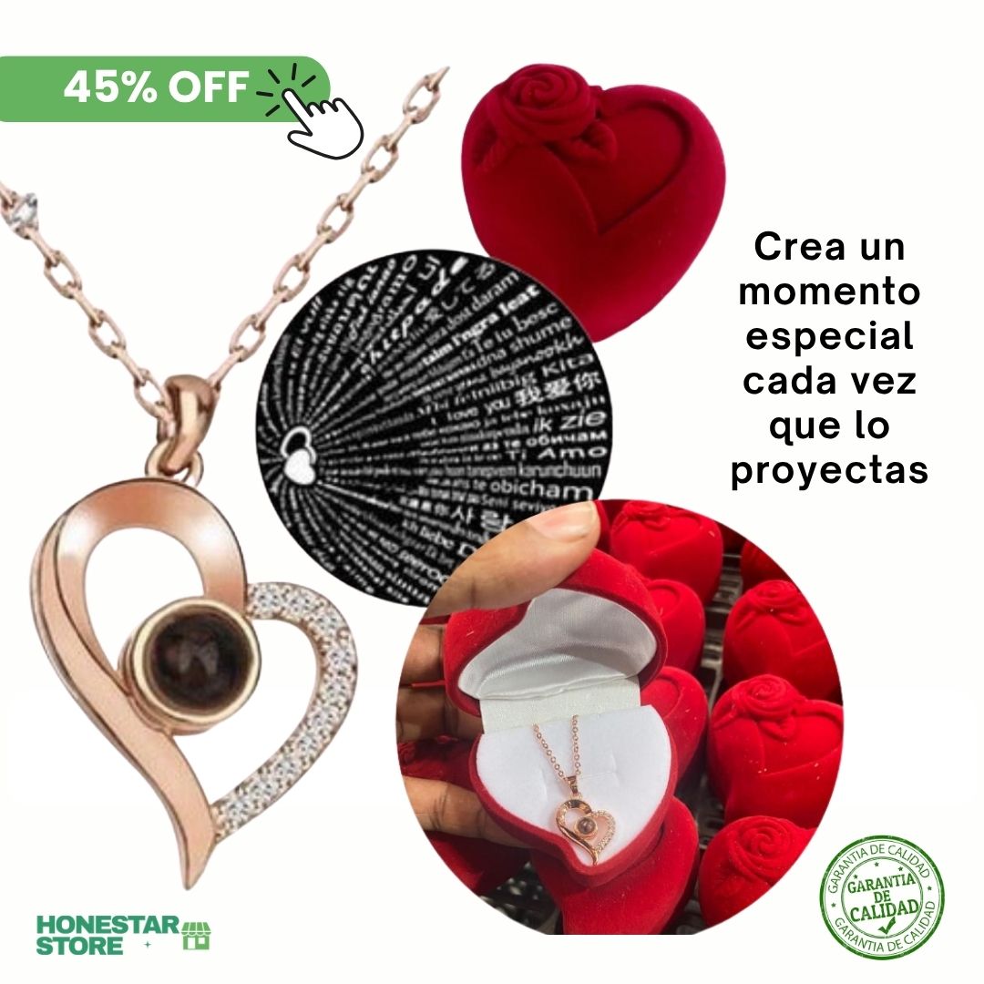 Un corazón que dice Te Amo en 100 idiomas - Collar Plus