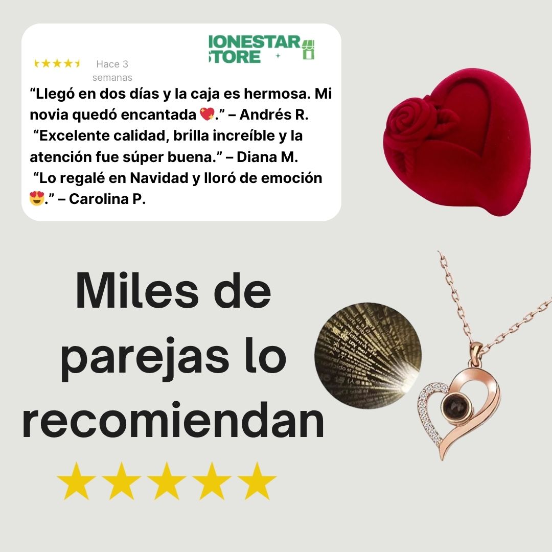 Un corazón que dice Te Amo en 100 idiomas - Collar Plus