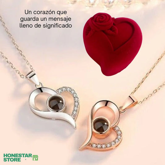 Un corazón que dice Te Amo en 100 idiomas - Collar Plus