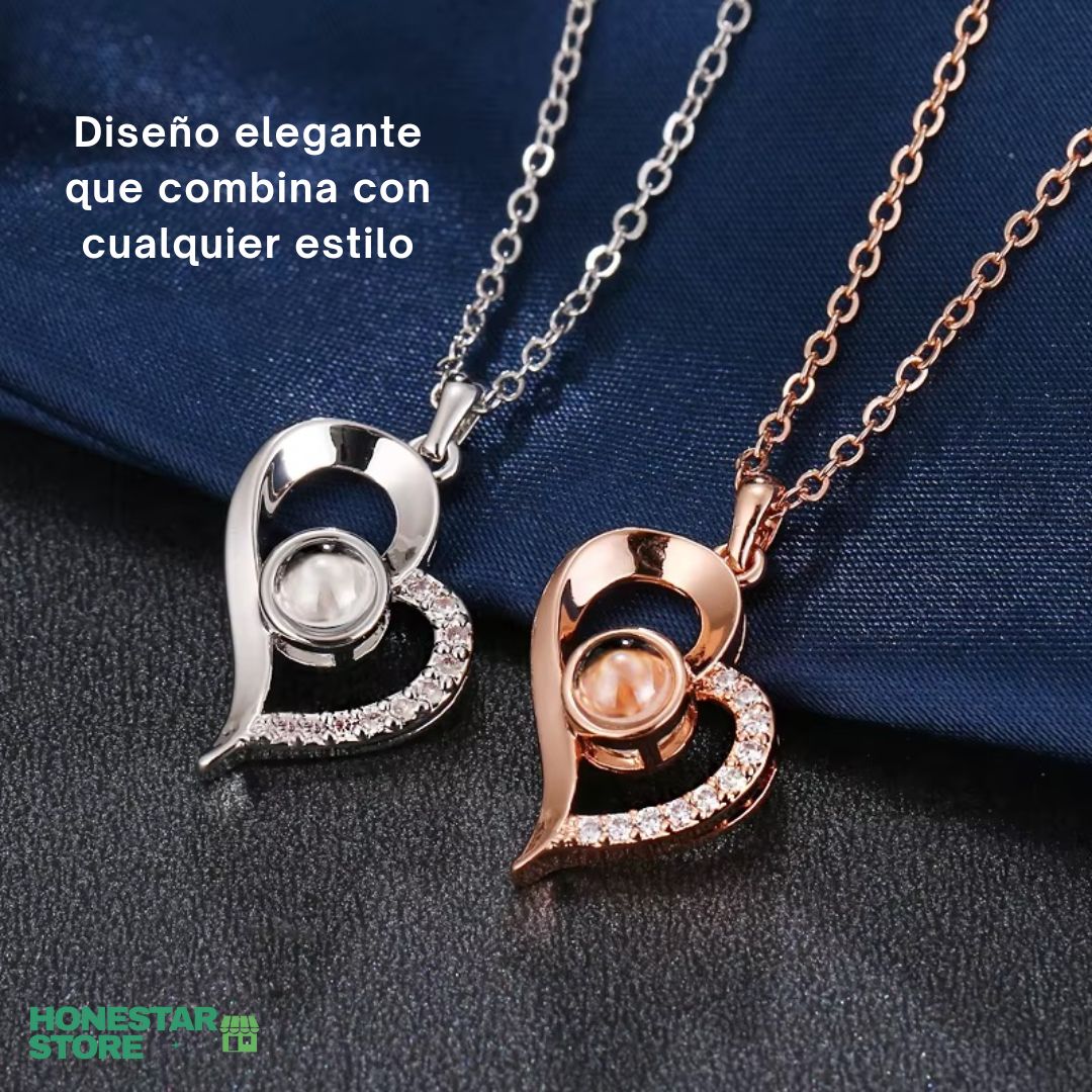Un corazón que dice Te Amo en 100 idiomas - Collar Plus