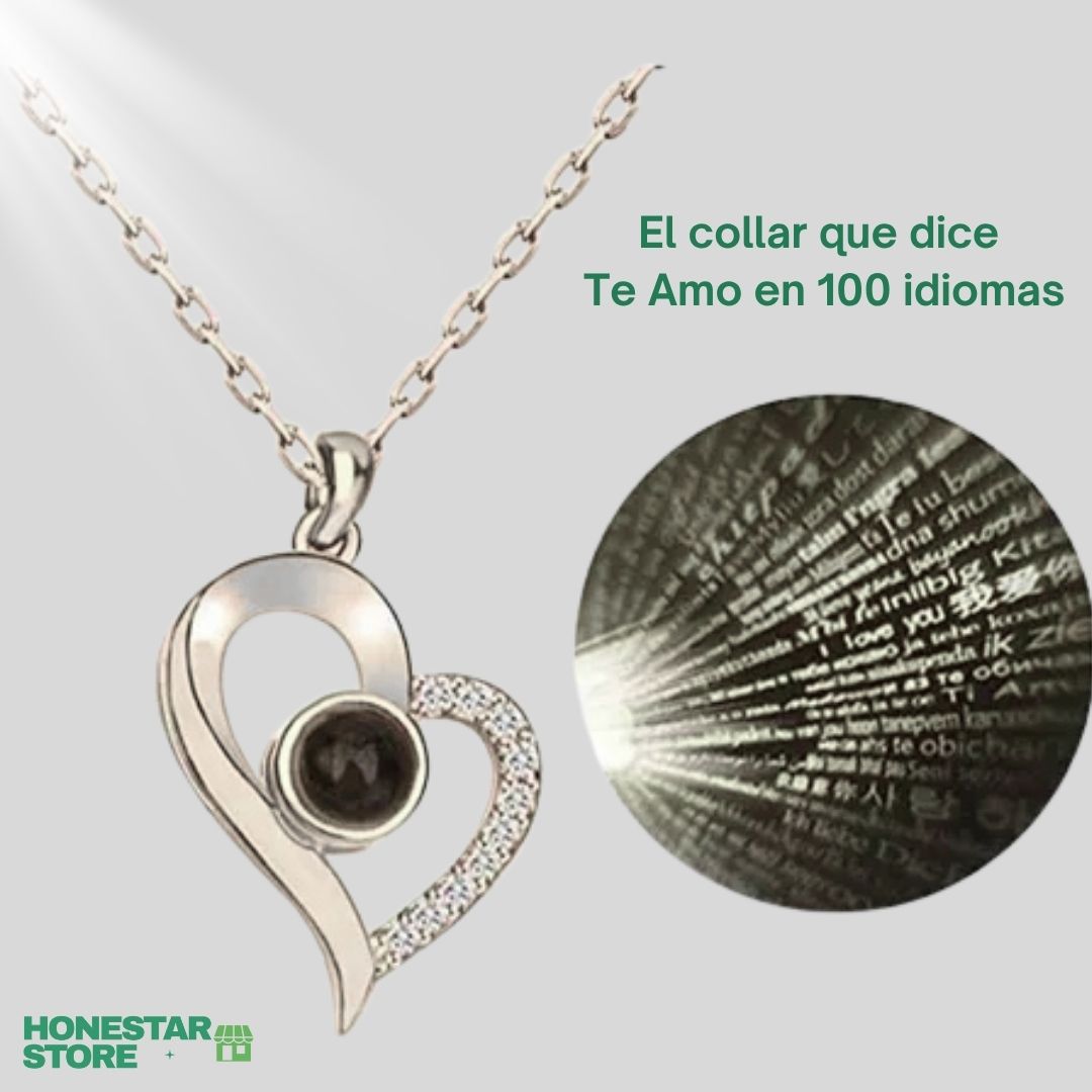 Un corazón que dice Te Amo en 100 idiomas - Collar Plus