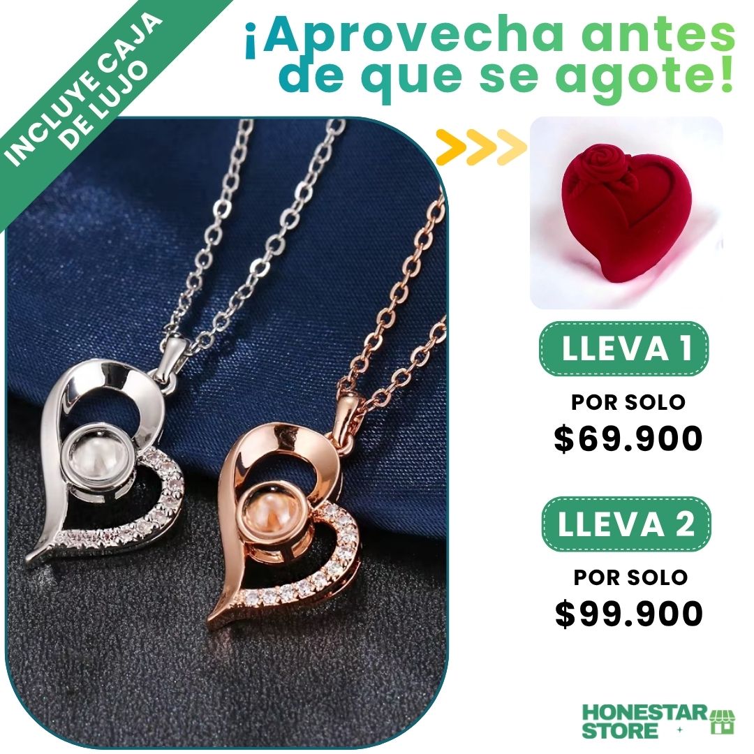 Un corazón que dice Te Amo en 100 idiomas - Collar Plus